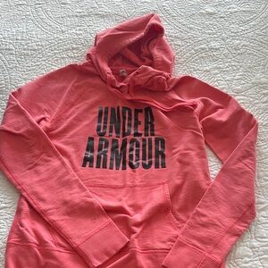 Vintage Under Armour Women's Coral Hoodie Sweater
